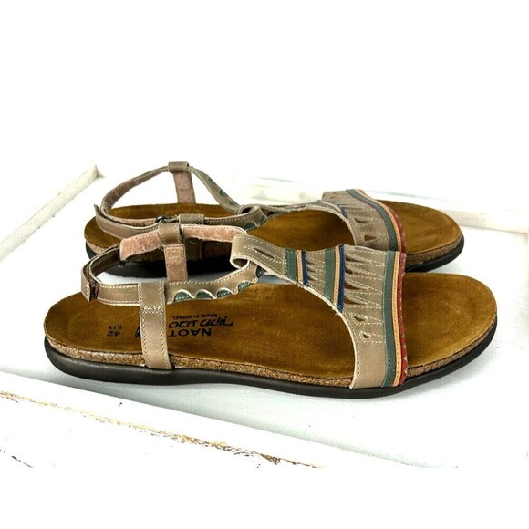 New Naot Khaki Gray Odelia Strappy Sandal Women US 11 Leather Slip On Shoes - Picture 9 of 11